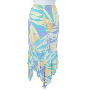 Vintage Jams World Midi Maxi Hankie Hem Skirt Size Small W860-Frond